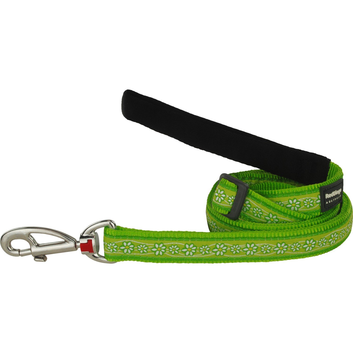 Red Dingo Dog Lead, Daisy Chain Lime Green, 12mm/Small