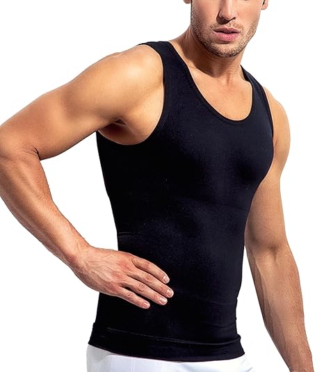 Formeasy Herren Bauch Weg Shirt Shapewear Unterhemd, Body Shape, Kompressionsunterhemd für Männer in weiß oder schwarz - Figu