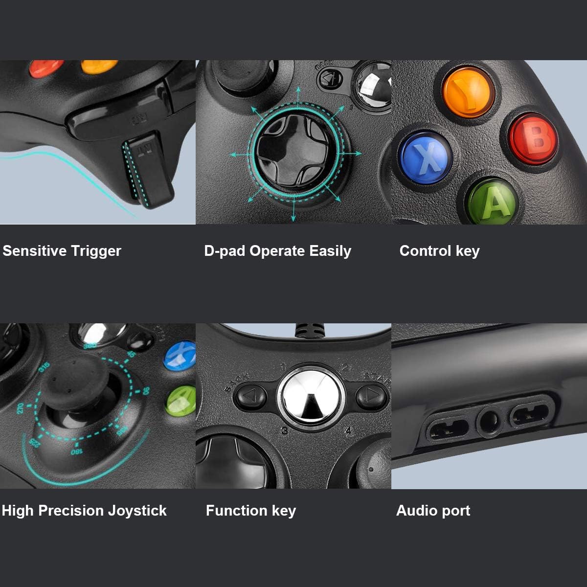 Game Controller for Xbox 360, OUTAD Wired USB Controller Gamepad Game Joystick Joypad Compatible with Microsoft Xbox 360 & Slim/PC Windows 7 8 10 - Ideal for All Gaming Sessions on Xbox and PC (Black): Computers & Accessories