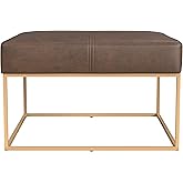 Homepop Decorative Large Square Gold Metal Ottoman | Ottoman Stool for Living Room & Bedroom | Decorative Home Furniture (Bro