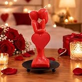 Jingmore Love Ritual Spell Candle with Holder Red Lovers Candle, Whole Body | Couple Hugging Wax Figure Black Iron Base, Witch Ritual Decor, for Dinner Centerpiece Wedding Fall in Love with Me Gift