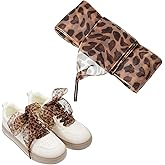 Alrhso 2 Pairs Leopard Ribbon Shoelaces Soft Silk Satin Leopard Print Shoe Laces 4CM Wide Flat Print Lace Shoelaces for Sneakers Casual Shoes (51 Inch)