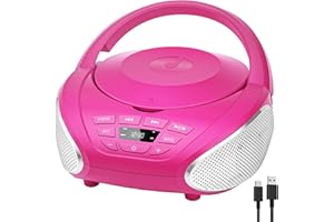 Gueray CD Player Portable Boombox: Radio CD Players with Speakers Home Audio FM Radio AUX Input Support Headphones Playlist Mode PROG Playback for Outdoor Indoor Audiobooks