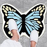 FYSUIMU Butterfly Rug Mat Blue Butterfly Shaped Flocking Bathroom Mat 25.6 x 19.7 Inch Non Slip Cute Bath Rug for Room Decora