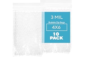 GPI POLY GPI,10 Count, 4"x6" Bubble Recloasable Zip Bags, 3 Mil Thick, Resealable, Reusable, Double Sided Cushion Wrap Bags For Storage Packaging, Mailing & Shipping Fragile Components.