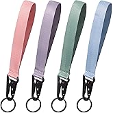 Jetec 4 Pieces Keychain Wristlet Lanyard Wristlet Strap Key Chain Holder Zipper Pulls Bag Pendant for Men Women, 4 Colors