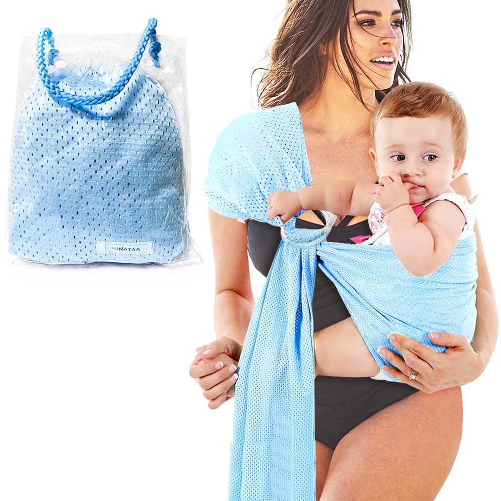 HINATAA Adjustable Baby Wrap Baby Water Ring Sling, Breathable Quick Dry Baby Carrier Mesh Fabric Perfect for Summer, Swimming, Pool, Beach (Light Blue)