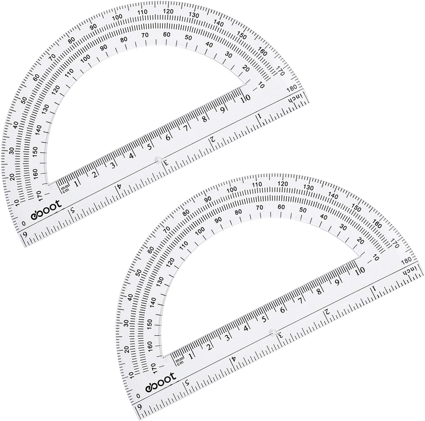 Plastic Protractor Math Protractors 180 Degrees, 6 Inch, Clear, Pack of 2 : Office Products