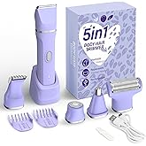 KINGTEE 5-in-1 Electric Bikini Trimmer for Women – IPX7 Waterproof Shaver, Cordless Body & Facial Razors for Women, Ceramic Blades, USB-C Rechargeable, Painless Hair Removal Kit (Purple)
