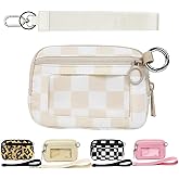 The Iris' Wallet 2nd Gen, The Iris Pouch Wristlet Zip Card Case With ID Window, Women'S Waterproof Nylon Keychain Wallet (Yellow Lattice)