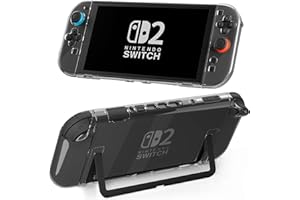 [Easy Docking Version] GLDRAM Clear Case for Nintendo Switch 2 (2025), Dockable Hard Shell PC Protective Cover Skin for Switch 2 Console & Detachable Grip - Crystal