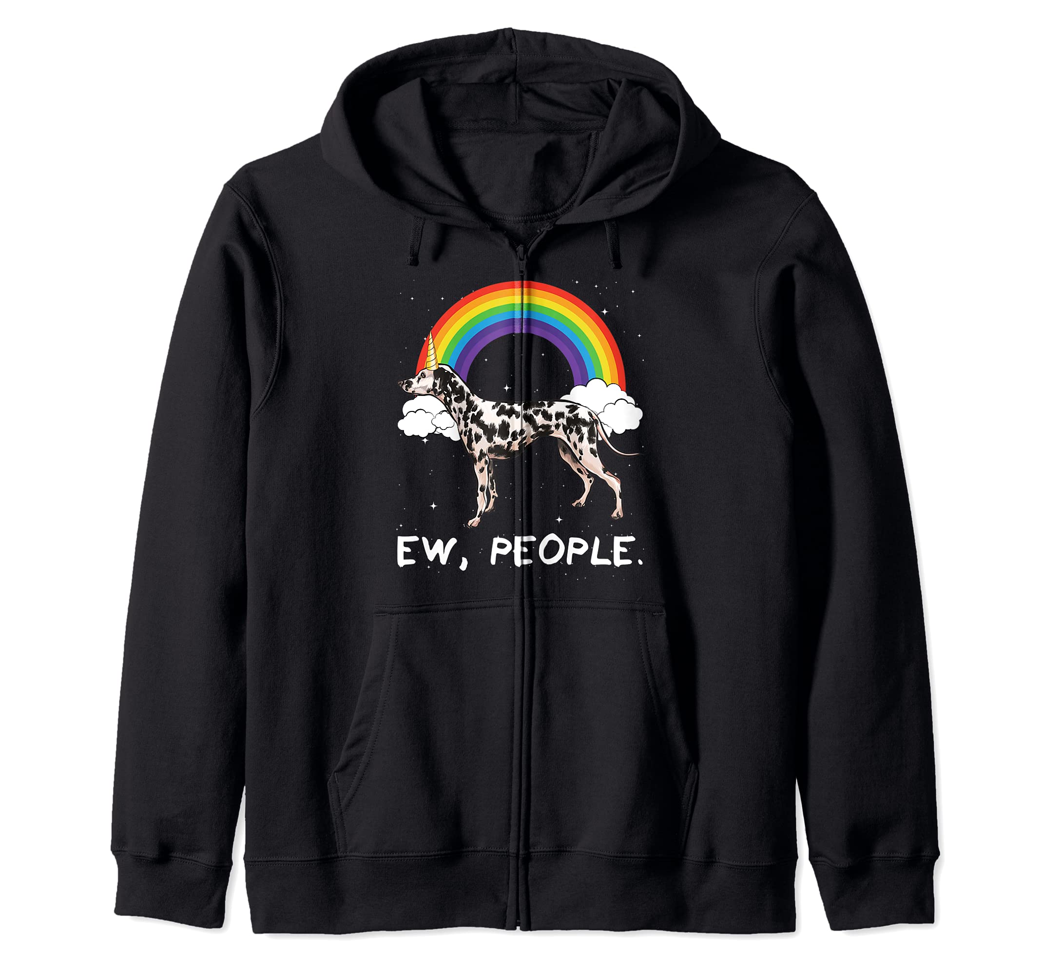 Rainbow Dalmatian Ew People Unicorn Dog Zip Hoodie