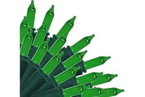 Brite Star 100 Count Mini String Christmas Lights, Green - 22 feet Indoor/Outdoor Christmas Tree Lights with Green Wire