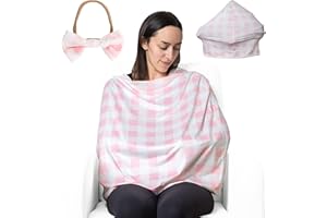 ANGORA BRANDS Nursing Covers & Car Seat Cover for Baby - Multiuse Breastfeeding Scarf, Baby Car Seat Cover, Stroller Cover, Baby Carrier Cover, Multipurpose Baby Accessories Shower Gifts by Zokani (Pink Plaid)