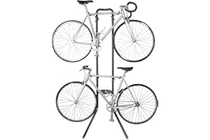 DELTA CYCLE & HOME Rugged 2 Bike Rack for Garage & Home by Delta Cycle – No Drilling Required – Fully Adjustable Gravity Storage Rack for Any Style Bicycle – Leaning Wall Rack Holds Up to 100 lbs