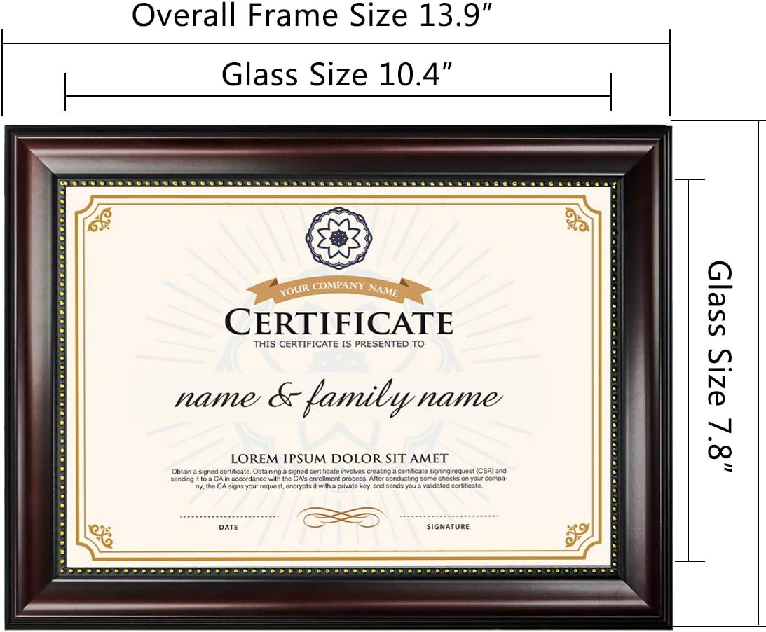 GraduationMall A4 Certificate Document Frame,Diploma Frame,Wooden Look,Real Glass,Mahogany with Gold Beaded,Wall & Tabletop Design,2-Pack - Image 4