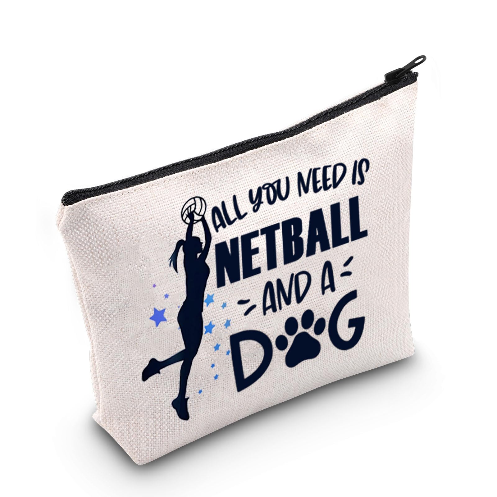 Netball Player Gift All You Need is Hockey and A Dog Makeup Cosmetic Bag for Dog Lover (Netball UK2)