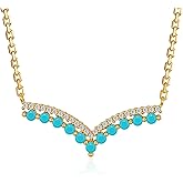 Fettero Dainty 14K Gold Plated Cubic Zirconia Necklaces for Women, Simple Bar Pendant Necklace, Mix-color Rainbow Jewelry Gold Necklace for Women Trendy Gifts