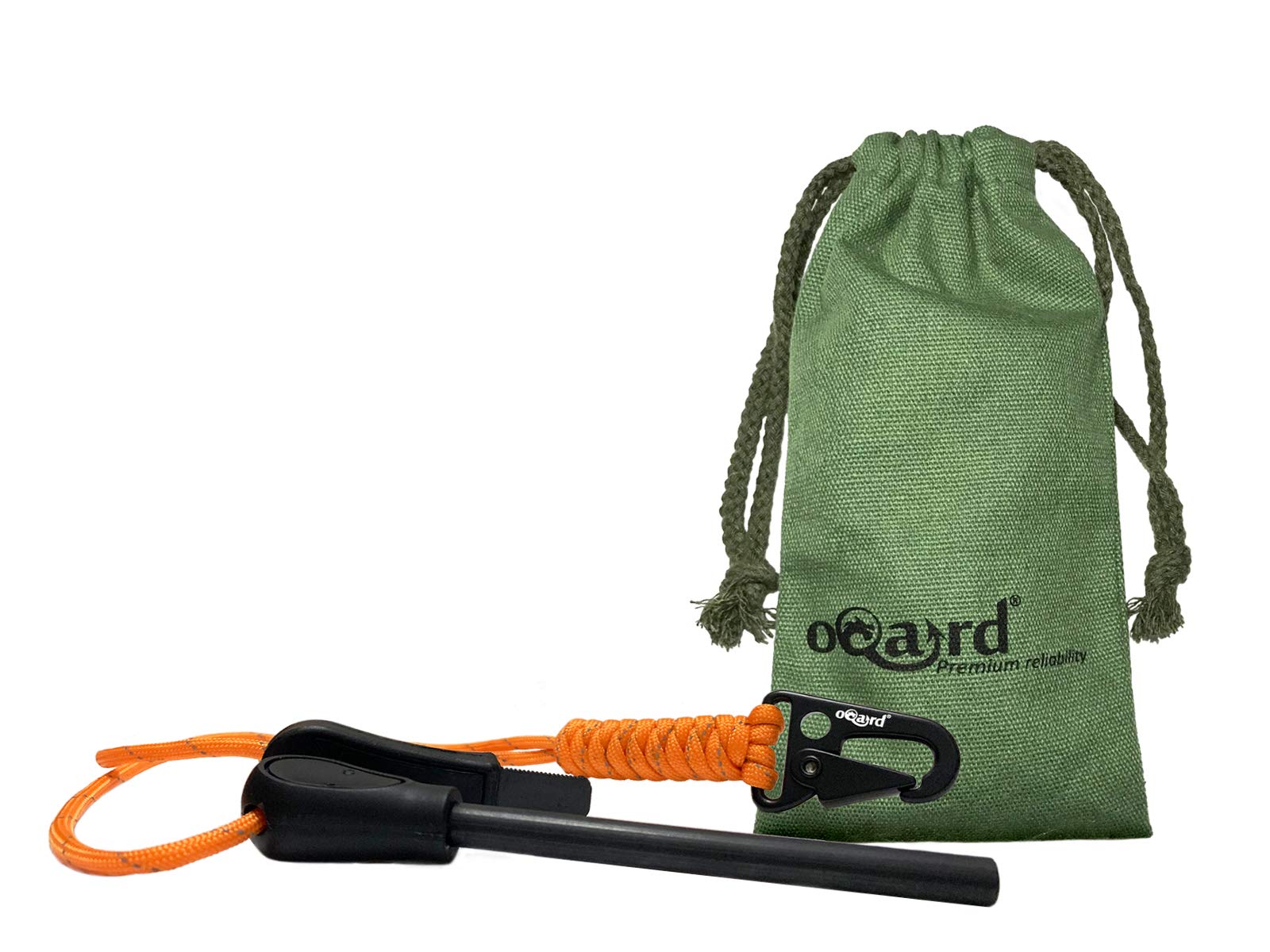 Oqard Reflective Paracord Fire Starter with Clip Hook - Orange