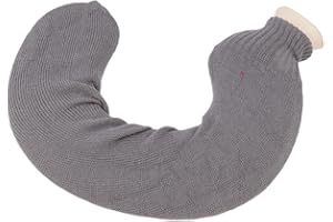 U Shaped Hot Water Bottle, Woven Sleeve U Shaped Hot Water Bag 1 Liter Good Heat Transfer for Travel (Grey Pure Color)