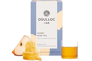 OSULLOC Honey Pear Tea (Sweet Pear & Honey Flavor), Fruit tea Blend, Premium Teabags from Jeju Island, 20 count