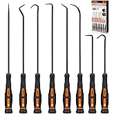 HORUSDY 8-Piece Professional Hook and Pick Set for Automotive Precision Work, Oil Seal Puller, O-Ring &amp; Gasket Removal Tools with Ergonomic Handles for Mechanics, DIY Car Repair