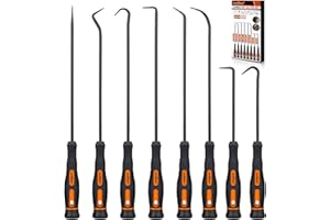 HORUSDY 8-Piece Professional Hook and Pick Set for Automotive Precision Work, Oil Seal Puller, O-Ring & Gasket Removal Tools with Ergonomic Handles for Mechanics, DIY Car Repair