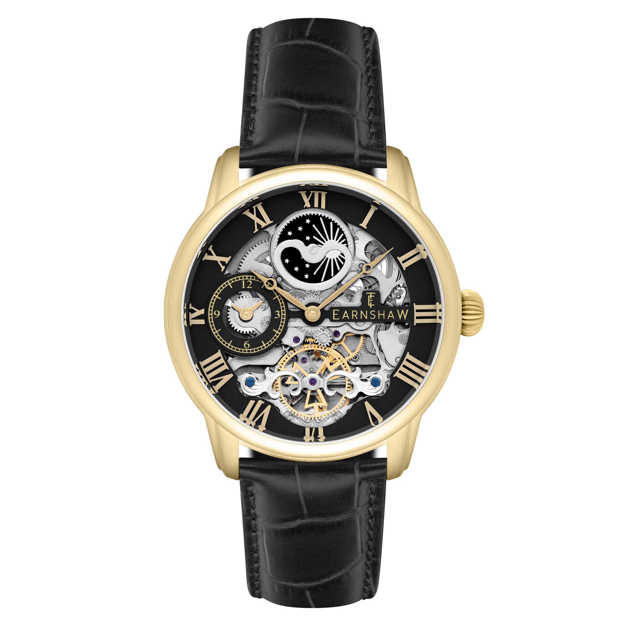 Thomas Earnshaw ES-8006-05 Men Londitude Analogue Automatic Skeleton 2 Hands with Dual Time Black Strap Watch — image 1
