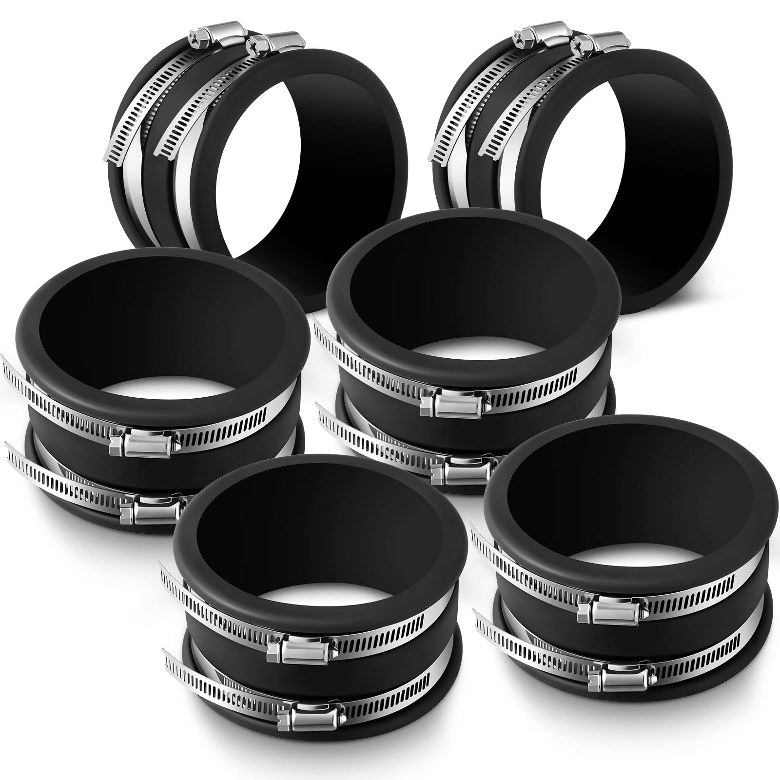 Photo 1 of Minatee Dust Control Flex Cuffs with Stainless Steel Hose Clamps, Flexible PVC Coupling for Plastic and Copper Plumbing Connections, Connector Ports Dust Collection Fittings(4 Inch, 6 Pcs)