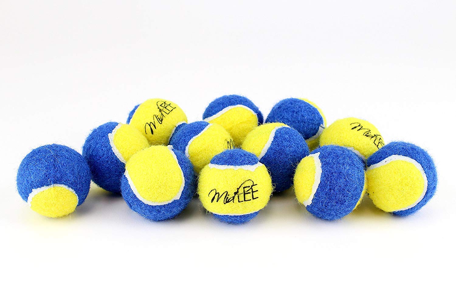 Midlee XSmall Dog Tennis Balls 1.5" Pack of 12 (Blue/Yellow, 1.5 inch