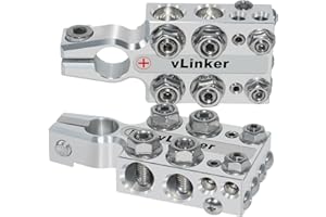 VGATE vLinker 20-Way Lead Acid Battery Post Terminal Ends Distribution Block Bus Bar, Battery Terminal Positive and Negative 