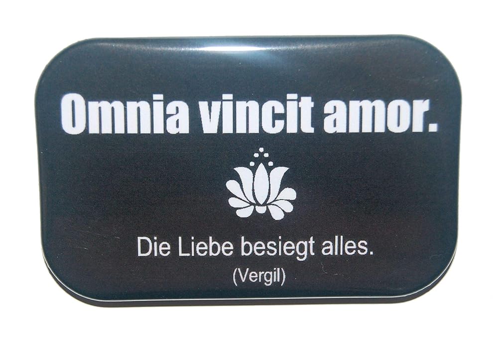 Liebe Besiegt Alles Auf Latein Magnet Kühlschrankmagnet Rechteckig eckig groß ca. 7 x 4,5 cm gute