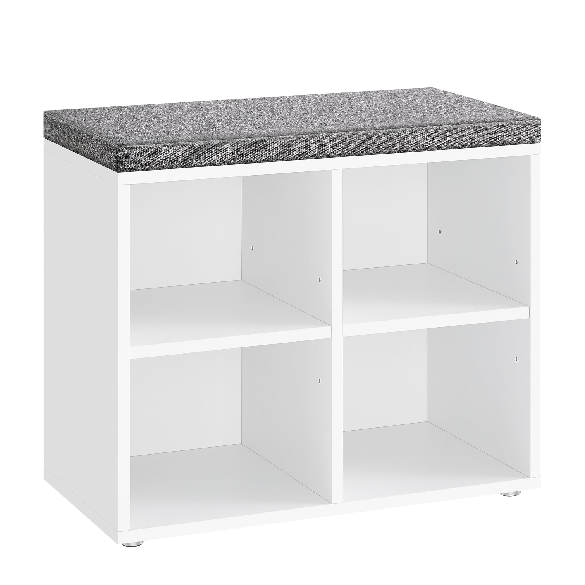 VASAGLE Shoe Bench with Cushion, Shoe Storage Bench with 4 Compartments and 2 Adjustable Shelves, Entryway Bench with Padded Seat, for Bedroom, Closet, Living Room, Cloud White ULHS234W01 Image