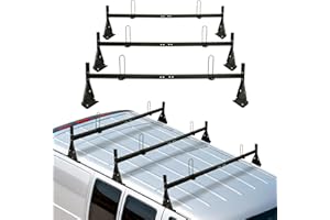 hightall Universal Van Ladder Rack,Adjustable Length 57-70" with Cargo Stoppers,Compatible with Chevy Express 1500 2500 3500 Ford Econoline GMC Savana Fullsize with Rain Gutter