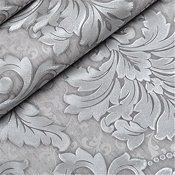 Weihnachten Halloween Decoration Luxus Modern Metallic Damast Vinyl Tapete Gepragt Silber Grau Wand Papier Fur Wohnzimmer Tv Hintergrund Abdeckung 10 M Roll E Amazon De Kuche Haushalt