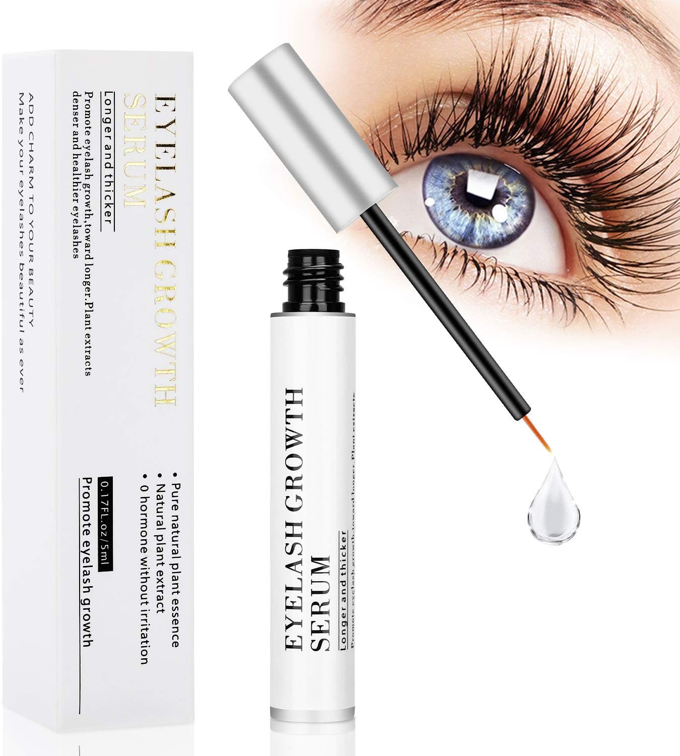 Eyelash Growth Serum, Nivlan Eyebrow Growth Serum, FDA Approved Natural Brow & Lash Enhancing Formula for Longer, Thicker Eyelashes and Fuller Eyebrows (5ml)