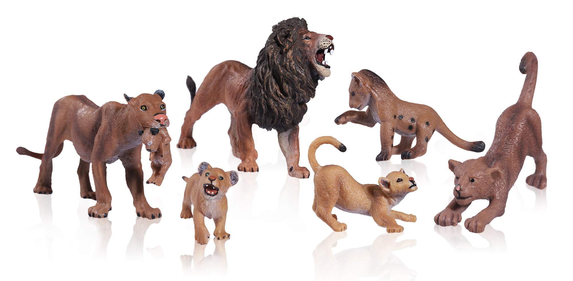 JOKFEICE Lion Toy Figures – 6pcs Realistic Plastic Lions – Wild Animal Action Models for Kids – Educational Forest & Farm Toys, Cupcake Toppers, Birthday Gift for Boys and Girls