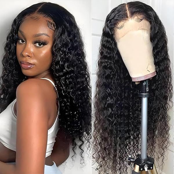 LUVME HAIR Lockenperücke 30,5 Cm – Vorgeschnitten, HD-Spitze, Klebstofffrei, Dichte 180, Schwarz Mit Blonden Strähnen