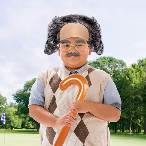 Dxhycc Old Man Costume Set - Halloween Accessories With Glasses, Inflatable Cane & Moustache - View #5