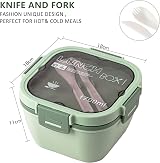 Greentainer Salad Container Lunch Box 1700ml with Cutlery Green view 2