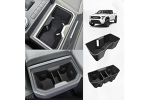 Muslogy Center Console Front&Rear Cup Holder Inserts Compatible with 2024 Toyota Tacoma Accessories Middle Console and Rear Armrest CupHolder Silicone Rubber Organizer 2PCS Set