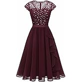 Wedtrend Women's Sequin Dress Short Cocktail Dresses Ruffle Wedding Guest Dress Sparkly Formal Dresses