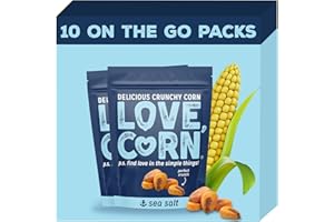 LOVE CORN Sea Salt 1.6oz x 10 Bags - Delicious Crunchy Corn - Healthy Family Snacks - Gluten Free, Kosher, NON-GMO - Alternative for Chips, Nuts, Crackers & Pretzels - Perfect for Charcuterie Boards