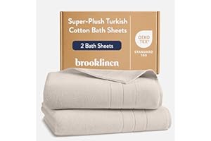 Brooklinen Super-Plush Turkish Cotton Bath Sheets - Set of 2 - Cotton, 820 GSM, Highly Absorbent, Machine Washable, Perfect for Home & Bathroom (40" x 65", Driftwood)