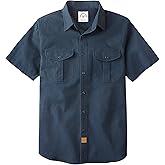 Dubinik® Mens Short Sleeve Button Down Shirts 2 Pocket Work Casual Vintage Cotton with Stretch