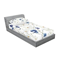 Lunarable Watercolor Flower Fitted Sheet & Pillow