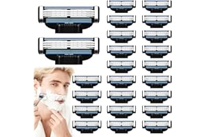 HYCRON Razor Blade Refills for Men 24-Pack Mach 3 Razor Blades Refills for Men - Triple Layer Precision Edges with Dual Lubricating Strips for a Smooth, Comfortable Shave - Compatible Mach3 Razor​