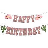 WJIAAA Western Cowgirl Pink Birthday Party Decoration, Pink Birthday Girl Banner Cowboy Decors for Cowgirl Hat for Girls Bachelorette Party