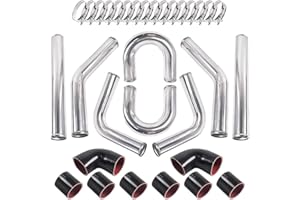 Aumtoni Universal 3" Inch Aluminum Intercooler U-Pipe Kit W/Silicone Hose and Stainless Steel T-Clamps