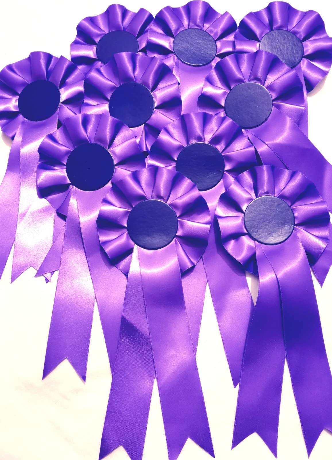 10 X Mixed Blank Rosettes Quality 1 Tier Rosettes Celebration Sport Prizes Competitions Funerals School Awards Sporting Awards (Purple 10pcs)